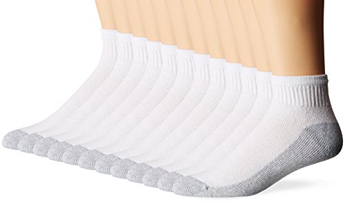 Fruit of the Loom Men's Cushioned Ankle Socks, 6 Pair, White, Shoe Size 612/Sock Size 1013