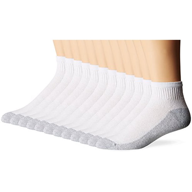 Fruit of the Loom Men's Cushioned Ankle Socks, 6 Pair, White, Shoe Size ...
