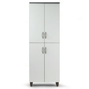 Glamour Home Anthea 4-Door Wood Shoe Cabinet with Four Shelves in White