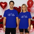thumbnail image 2 of KHONTS Couple Valentine's Day T Shirts Men and Women Crew Neck Short Sleeve Tops Heart Printed Sweat Tees Women-Blue XL, 2 of 4