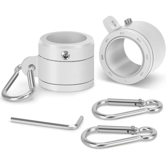 2 Pack Flag Pole Rings,360° Rotating Anti Wrap Flag Mounting Ring,Spinning Flag Pole Kit with Carabiner for 0.75-1.02 Inch Diameter Flagpole(White)