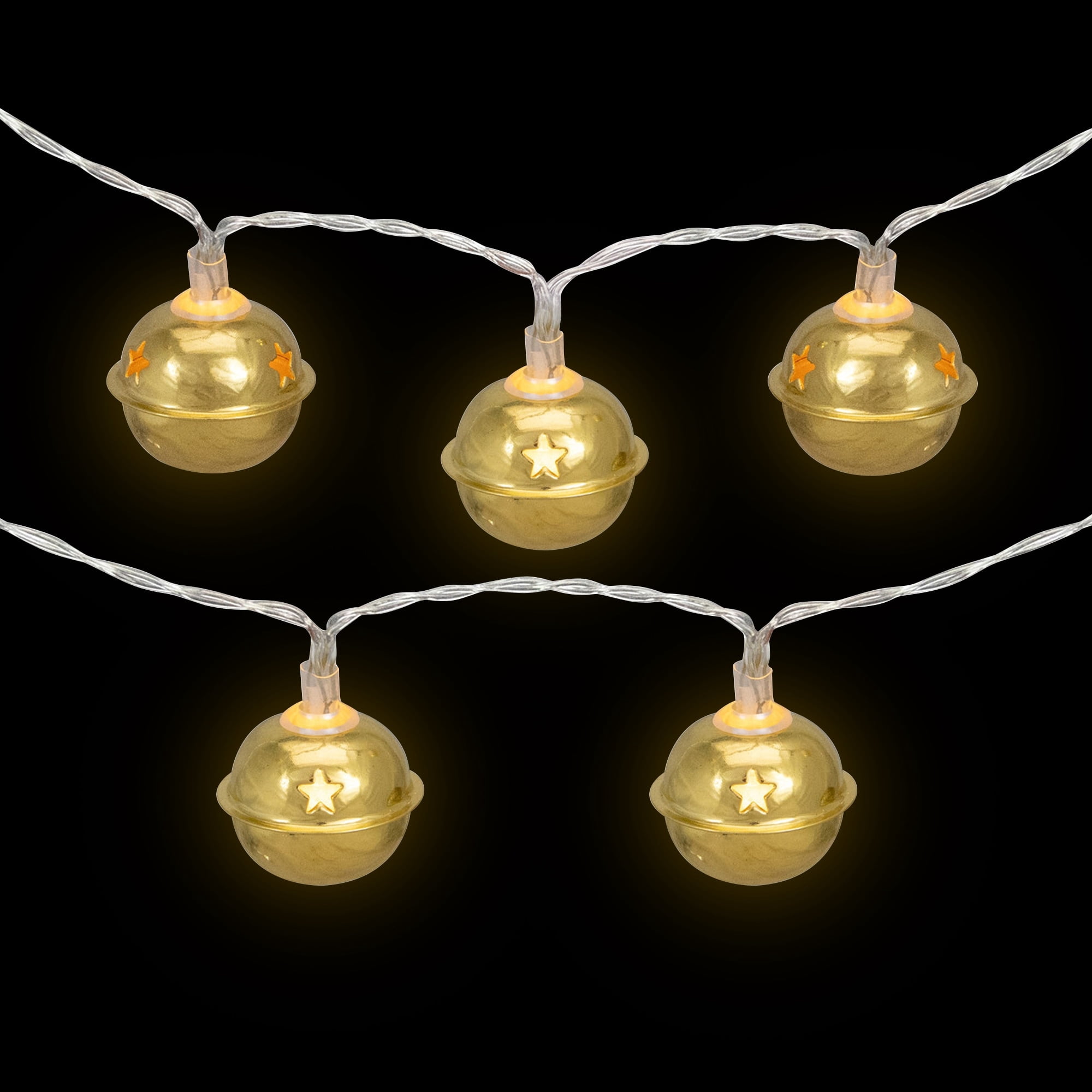 Northlight 10-Count LED Gold Christmas Bells Fairy Lights 5.5ft Copper Wire - 5.5'