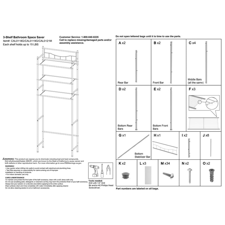 Mainstays Over the Toilet Steel 3-Shelf Bath Shelves Space Saver, Bronze  Finish Adult Age Groups - Walmart.com