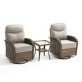 thumbnail image 5 of POCASSY Patio Swivel Chairs with 6-Inch Extra Thick Cushion, 3-Piece Patio Furniture Set, High Back Swivel Chairs Set of 2 with Side Table, All-Weather Brown Wicker Beige Cushion, for Porch Balcony, 5 of 14