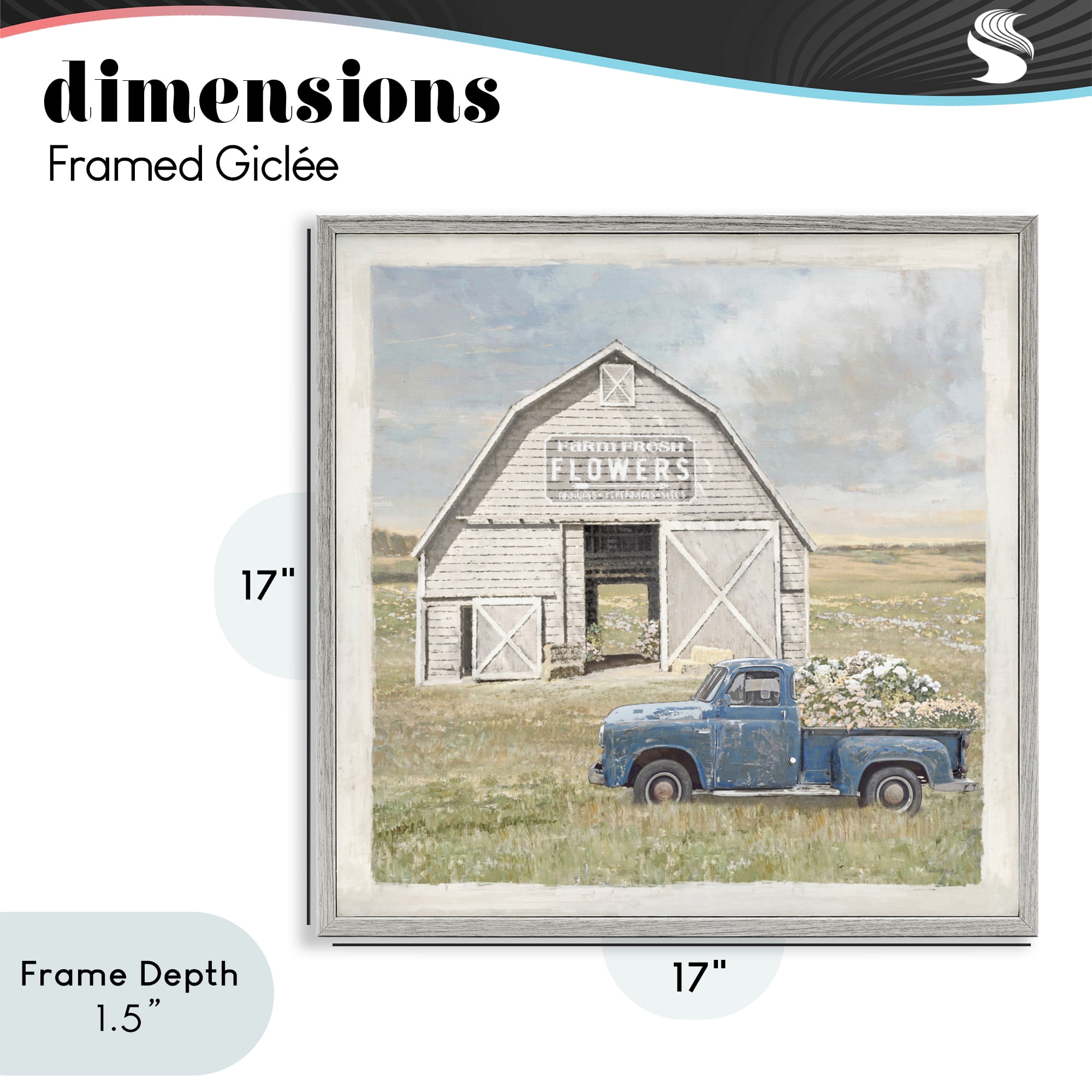 Stupell Industries Rustic Flower Barn Gray Framed Giclee Art, design by Amber Sterling