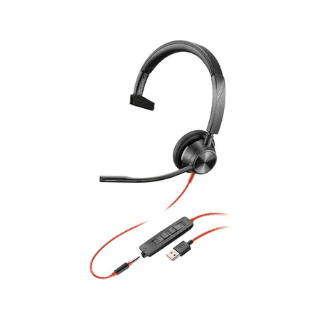 Poly Blackwire 3315 Microsoft TeamsCertified USB-A Headset TAA - Mono - Mini-phone (3.5mm), USB Type A - Wired - 32 Ohm - 20 Hz - 20 kHz - On-ear - Monaural - Ear-cup - 7.10 ft Cable - Omni-directi...