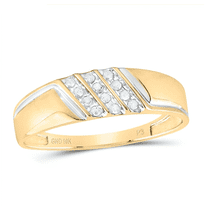 Gold Time Triple Row Band G-H Diamonds Wedding Rings 0.12 ct. t.w. 10k, Yellow Gold (Includes Elegant Gift Box)