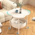 thumbnail image 1 of Fridja Mini End Table, Small Side Table, Nightstand with 2-Layer Storage Shelves, Sofa Table for Small Spaces, Living Room, Bedroom, Stable Frame, Easy Assembly, 18.9x15.75x15.75 in, White, 1 of 6