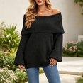 thumbnail image 6 of Wenini Women's Shoulder Solid Color Knit Sweater Top Long Sleeve Loose Casual Pullover Top, 6 of 6