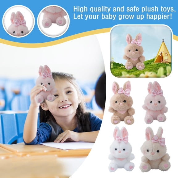 6.3" Bunny Plush Toy Stuffed Animal - Ultra-soft Rabbits Doll for Women, Cute Gift for Birthdays, Easter Gifts, Valentines Day Gifts, Cozy Room Decor, Beige, 1Pcs