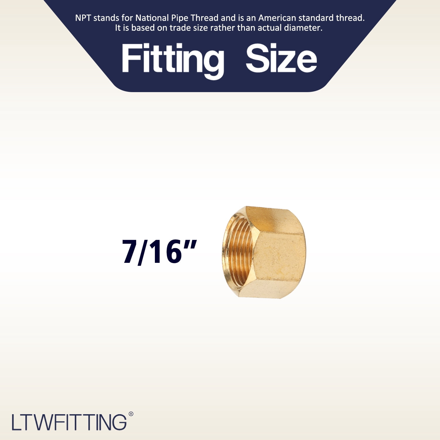 LTWFITTING 7/16" Brass Compression Nut, Hardware Compression Fitting (pack of 25)