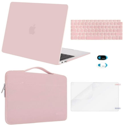 Mosiso 5 in 1 New Macbook Air 13 Inch Case A2337 M1 A2179 2020 Release, Hard Case Shell Cover&Sleeve Bag for Apple MacBook Air 13'' with Retina Display andTouch ID, Rose Quartz