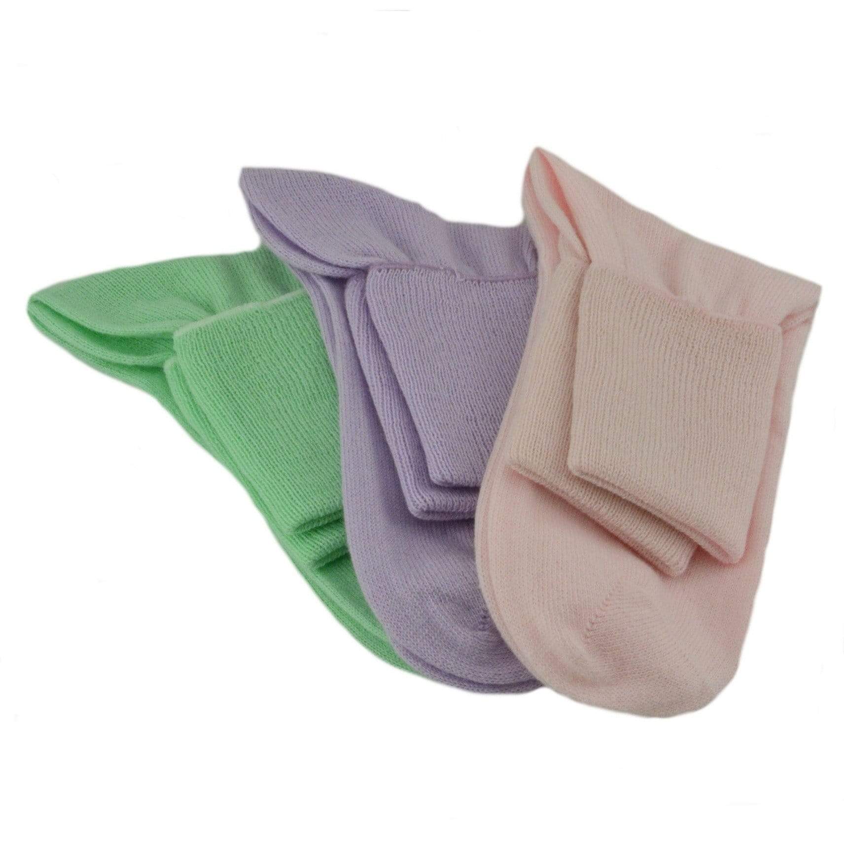 Sierra Socks Women's Diabetic 3 Pair 100% Cotton Ankle Turn Cuff Seamless Toe Socks (Assorted 4 (Pink/Frost/Honeydew), Sock Size: 11; Fits Shoe Size: 9½-10½) - image 3 of 5