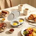 thumbnail image 4 of LACKUST Microwave Egg Cooker 2 Cavity Egg Poacher Non Stick Egg Maker Quick Breakfast Egg Steamer with Lid Portable Egg Tray for Home Kitchen Dorm, 4 of 7
