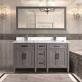 thumbnail image 2 of Vanity Art 60" Double Sink Bathroom Vanity Combo Set 5-Drawers, 2-Shelves Carrara Marble Stone Top Under Sink Cabinet with Mirror, 2 of 8