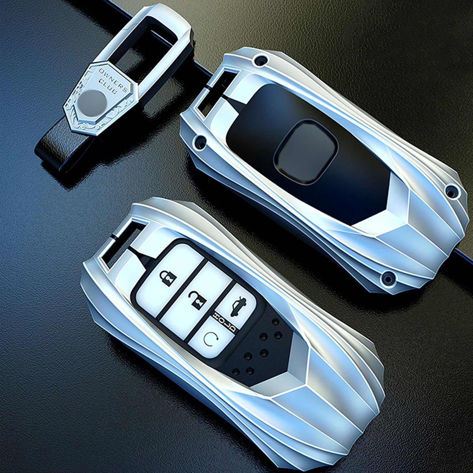 Zinc Alloy Smart Remote Car Key Fob Case Holder Cover Shell Compatible for Honda Accord Civic CR-V CRV Pilot Passport Insight EX EX-L