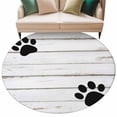 thumbnail image 2 of Farmhouse Round Living Room Rugs 6 ft, Cute Animal Claws White Retro Distressed Wood Grain Washable Area Rug with Non-Slip Sturdy Edge Binding Round Carpet for Kitchen Office Bedroom, 2 of 9