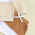 thumbnail image 5 of TOWED22 Toddler Baby Boy Clothes Fall Winter Color Block Crewneck Sweatshirt Tops and Pants 2 Piece Outfits Size:0-6 M,Color:Beige, 5 of 6