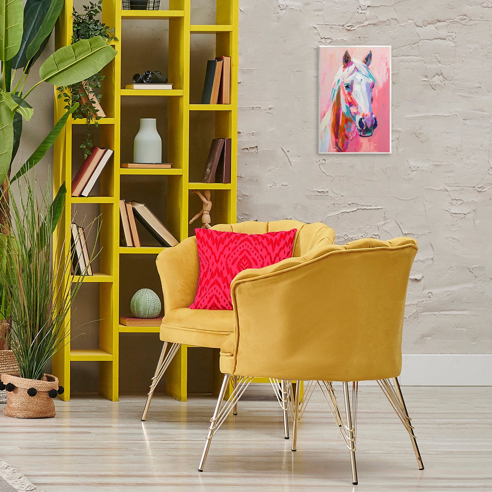 Stupell Industries Horse Visage on Pink Animals Painting Unframed Art Print Wall Art, 10 x 15