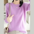 thumbnail image 5 of TANGNADE Women Outerwear Sweatshirt Light Sweaters for Women Long Sleeve Crew Neck Lightweight Soft Knitted Pullover Knitted Blouse Solid Color Womens Sweater Purple XXL, 5 of 5
