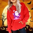 thumbnail image 2 of Zylarhe Halloween Sweatshirts for Kids Girls Winter Hoodies Warm Sweatshirts Pumpkin Print Outdoor Cozy Pullover Kids Red 13-14 Years, 2 of 4