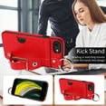 thumbnail image 4 of for iPhone 7 / 8 / SE 2022 & 2020 Wallet Case with Card Holder, Hand Wrist Strap Loop Holder Kickstand, Finger Grip Ring Buckle PU Leather Double Buttons Shockproof Cover, Red, 4 of 10