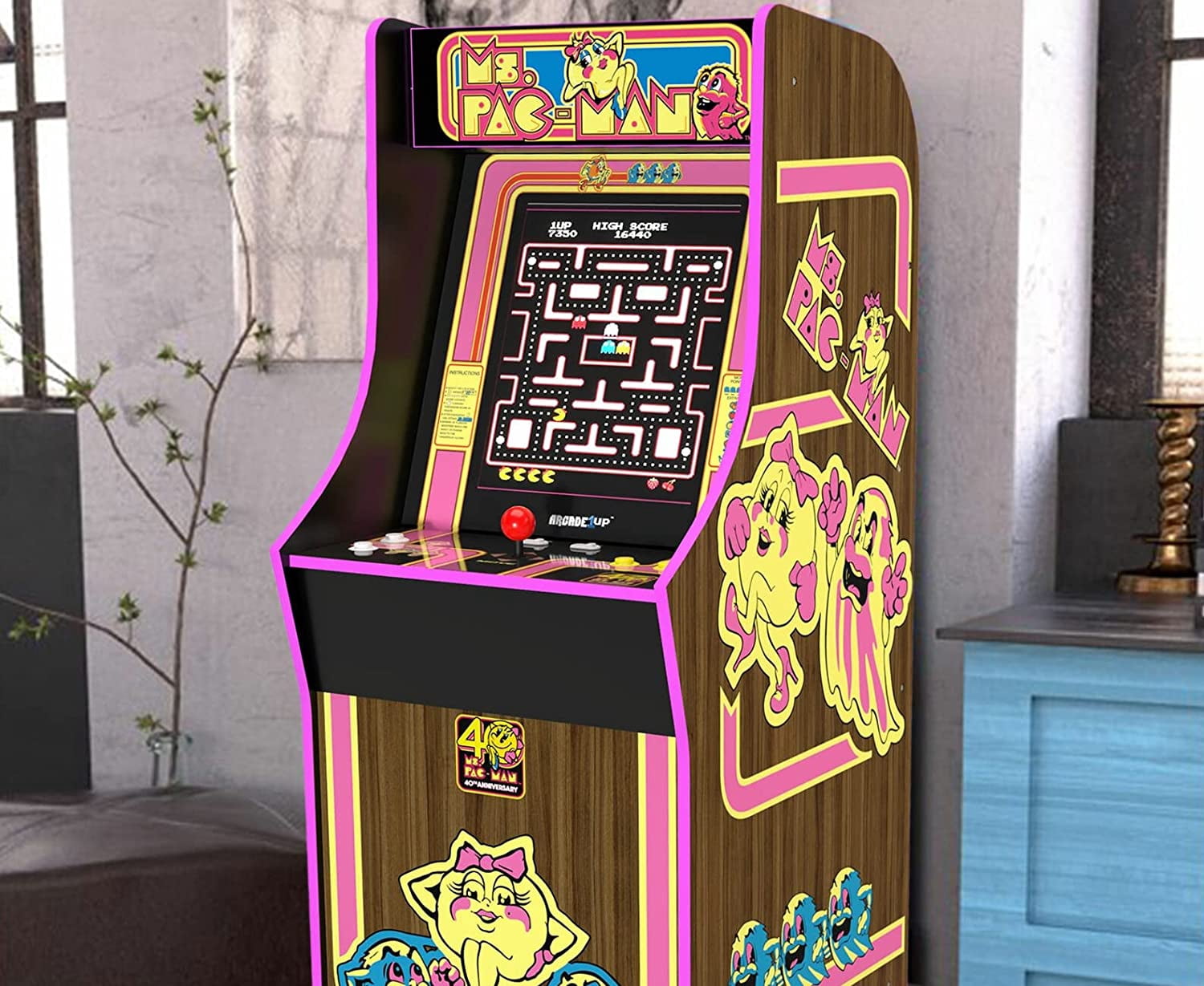 ARCADE1UP Ms. Pac Man 40th Anniversary Classic 10 in 1 Coin less Arcade Video Game Cabinet Machine