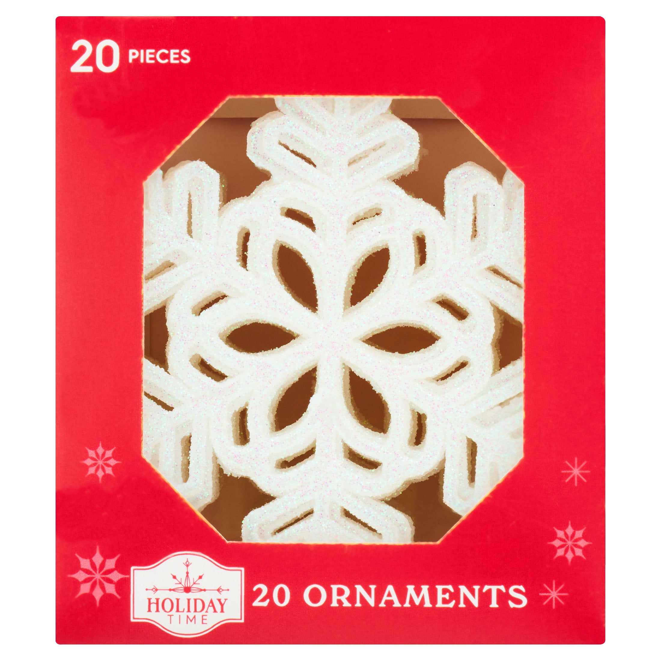 20-Count White Glitter Snowflake Christmas Ornaments, 3.9", by Holiday Time