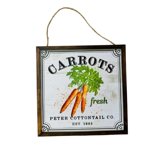 10" Square Fresh Carrot Peter Rabbit Easter Sign - Whimsical Easter Decor - TCT Crafts - AP8768