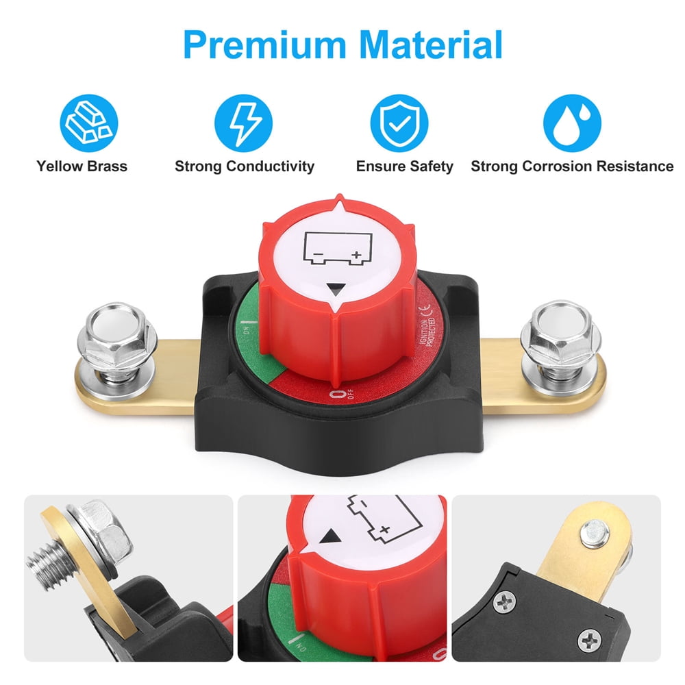 12-48V Side Post Battery Disconnect Switch Heavy Duty On/Off Switch for Car Boat