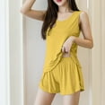 thumbnail image 2 of JYnXIANTI Two Piece Pajama Sets for Women Wide Strap Sleeveless Padded Top and Ruffle Shorts Pj Set Sleepwear Thin Comfy Loungewear, 2 of 3