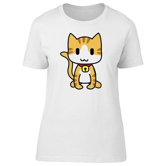 Cute Happy Yellow Kitten Cartoon T-Shirt Women -Image by Shutterstock, Female Medium