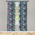 thumbnail image 2 of Ambesonne Tropical 4-Panel Curtains, Colorful Floral Petals, 56"x95", Night Blue Multicolor, 2 of 4