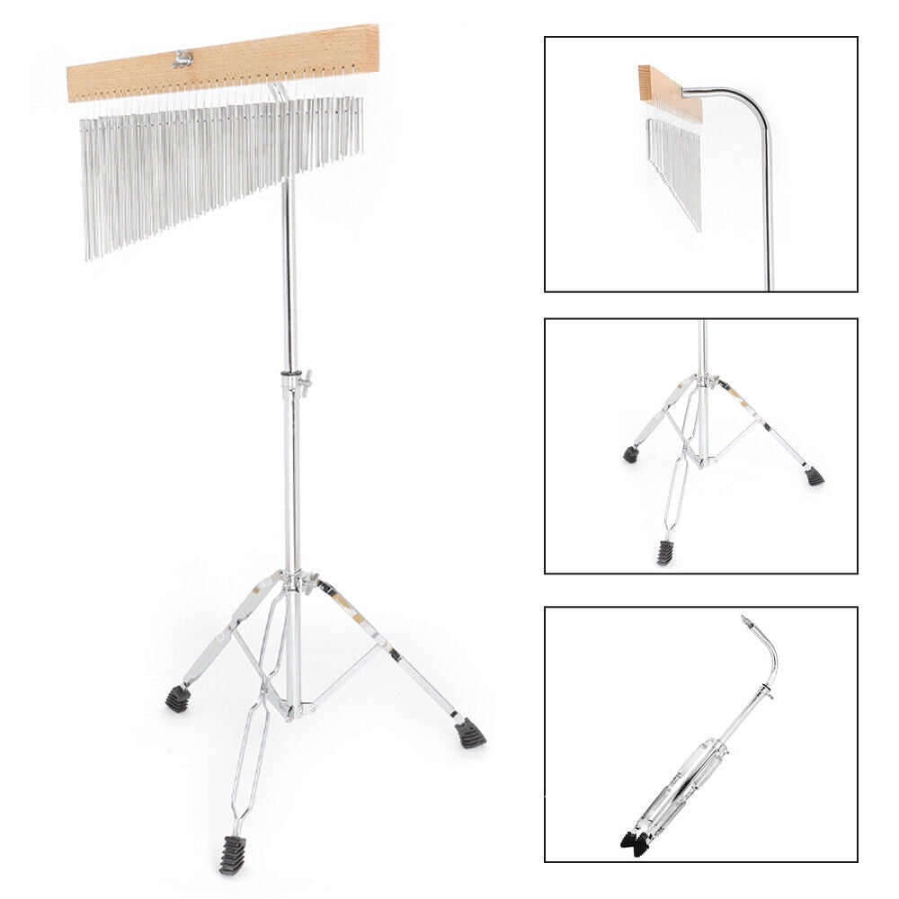 Stainless Steel 36-Tone Single-Row Wind Chime Percussion Bar Chime+Tripod Stand+Chime Stick, 36-Tone Bar Chimes Single-Row Wind Chime Percussion Instrument with Stand