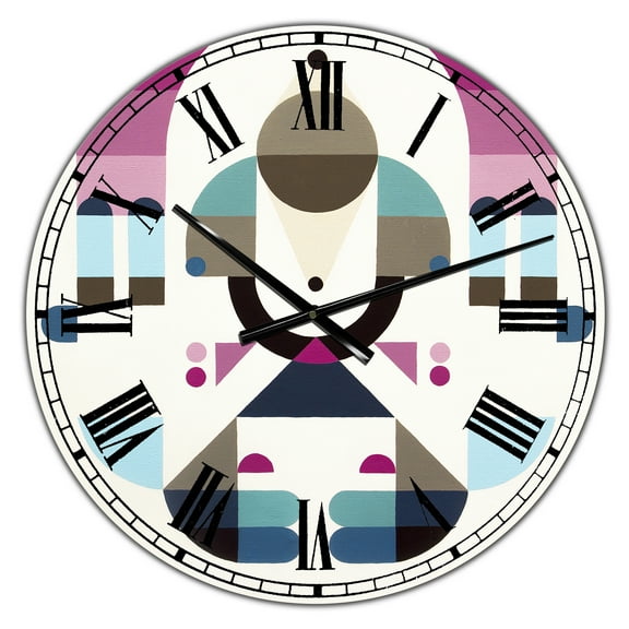 Designart Oversized Multicolor Analog Round Mid-Century Modern Wall Clocks, CLM25097-C23