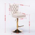 thumbnail image 2 of MIKIBAMA Set of 2 Beige Tufted Velvet Swivel Bar Stools, Adjustable 27-35 Inch Height Gold Leg Barstools with Back for Kitchen Island, 2 of 7