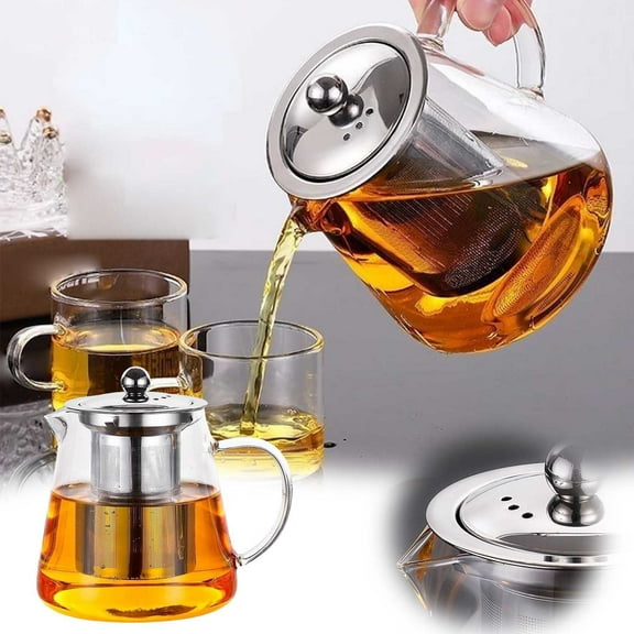Tea Set With Fire Explosion Proof Glass Kettle & Cups High Borosilicate Glass Tea & Water Separation Design Glass&Bottle Easy To Use