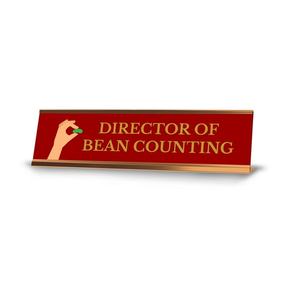 Signs ByLITA Director of Bean Counting, Gold Frame, Desk Sign (2x8)