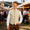 thumbnail image 2 of OSOLU Boys Tank Tops Solid Color Stand Collar Vest Festive Themed Sleeveless Jacket Casual Outerwear School Holiday Tops, 2 of 5
