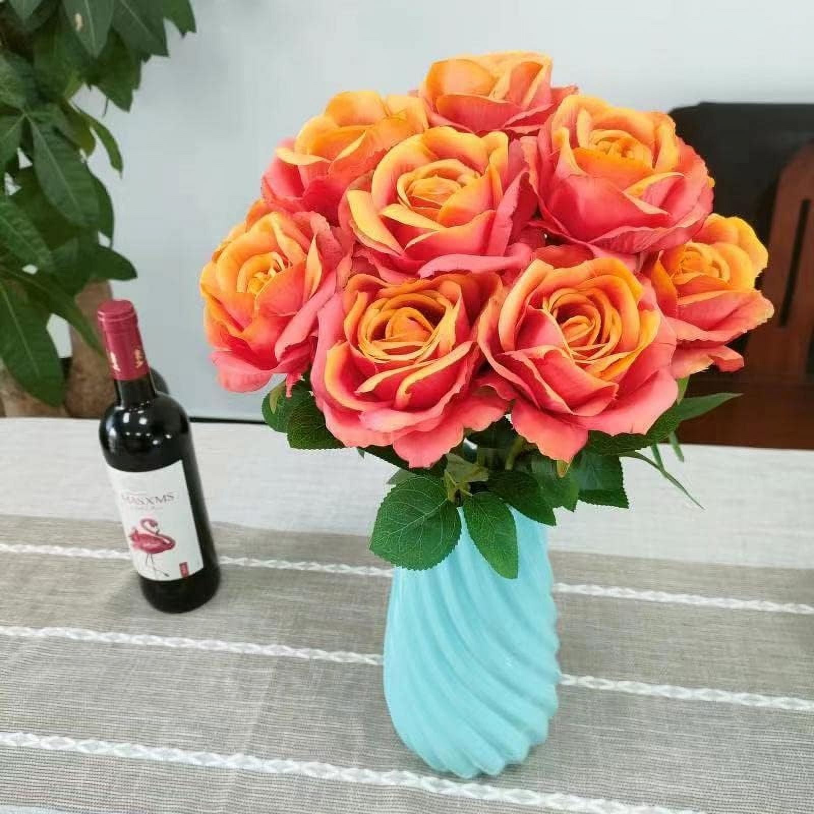 Black Roses Artificial Flowers Bulk,12 Pcs Fake Black Silk Flowers for Black Wedding Decor,Flower Diameter 4'',Black Artificial Flowers Plastic Black Roses Black Bouquet (Black)