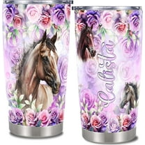 Personalized Horse Tumbler Cup With Lid Custom Name Insulated Stainless Steel Tumblers Travel Mug Gifts For Girls Women Lovers Present Birthday Mothers Day