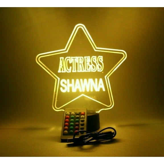 Actress Star Theatre Stage Film Star Night Light Up Lamp LED Personalized Engraved Desk Table Lamp, Our Newest Feature - It's Wow, with Remote, 16 Color Options, Dimmer, Free Engraved, Great Gift