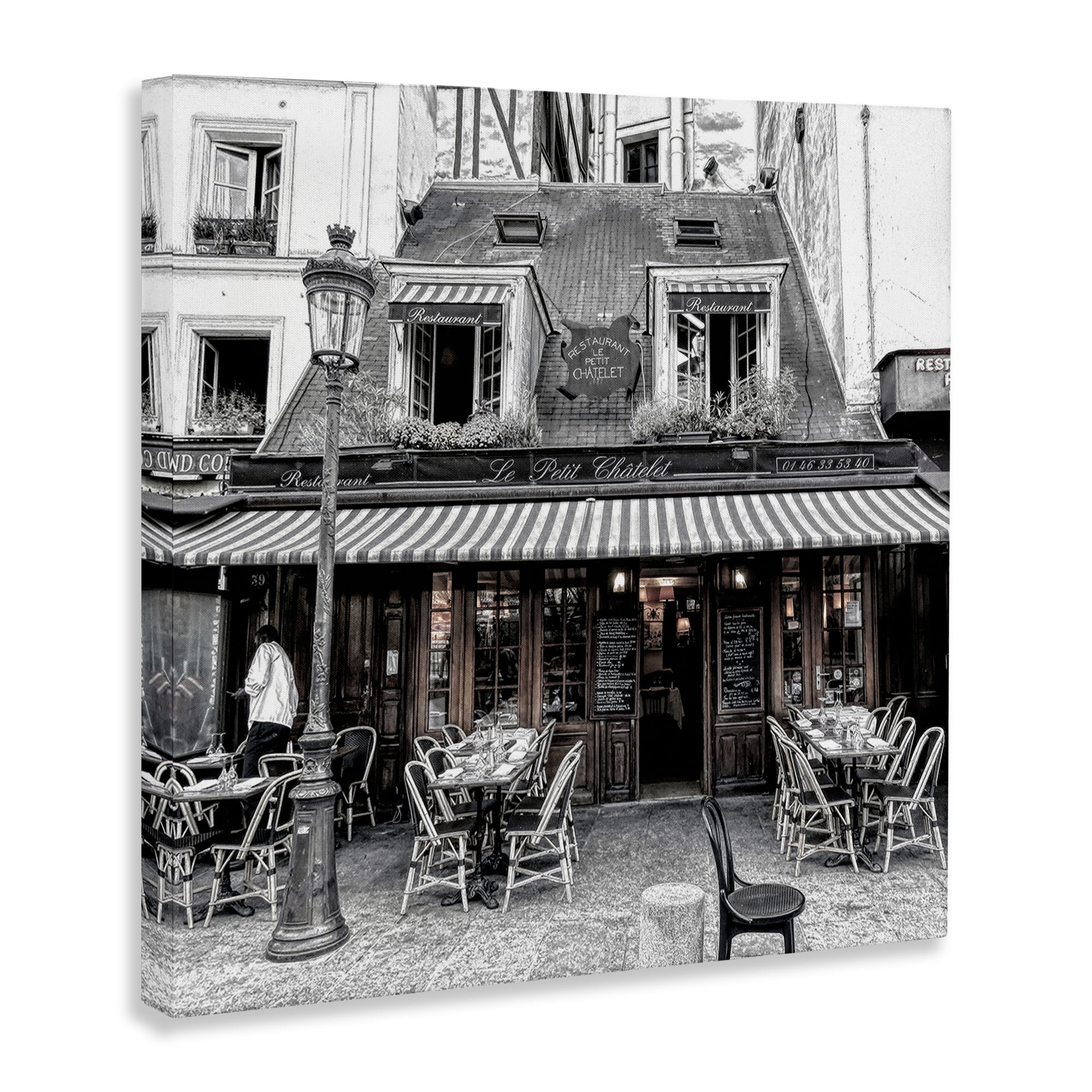 Stupell Industries Sidewalk Café Bistro Buildings & Architecture Photography Wrapped Canvas Art Print Wall Art, 36 x 36