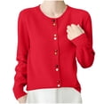 thumbnail image 2 of Wancir Womens Long Sleeve V-Neck Button Down Cardigan Sweaters Knit Open Front Lightweight 2024 Ladies Fall Outwear, 2 of 5