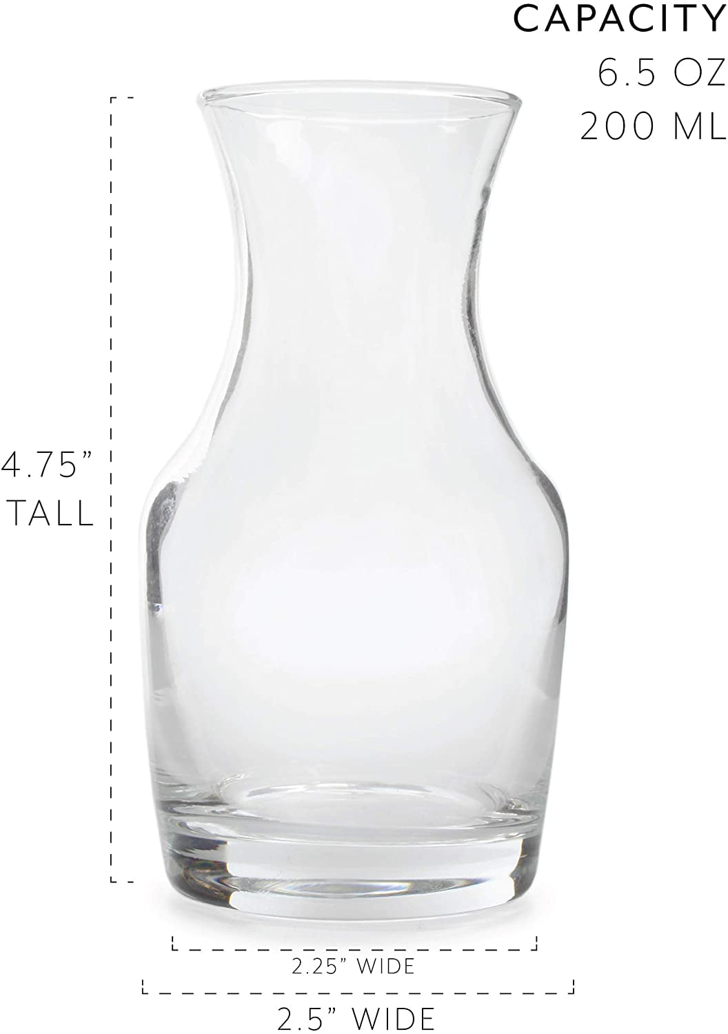 The Bar Glass Single Serving Glass Wine Carafe 6.5 oz Small Individual Carafes 4, 6.5 oz Mini Decanters 
