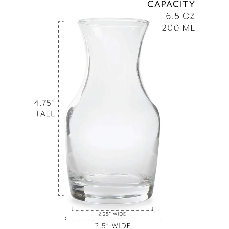 Single Serving Wine Carafe Glass Mini Individual 6.5 oz, Clear