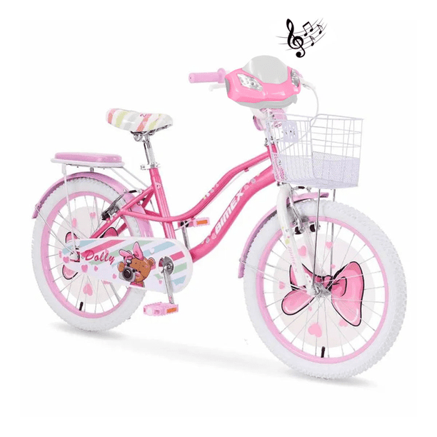 Bicicleta R20 Bimex Dolly Con Luz y Sonido Rosa/Blanco