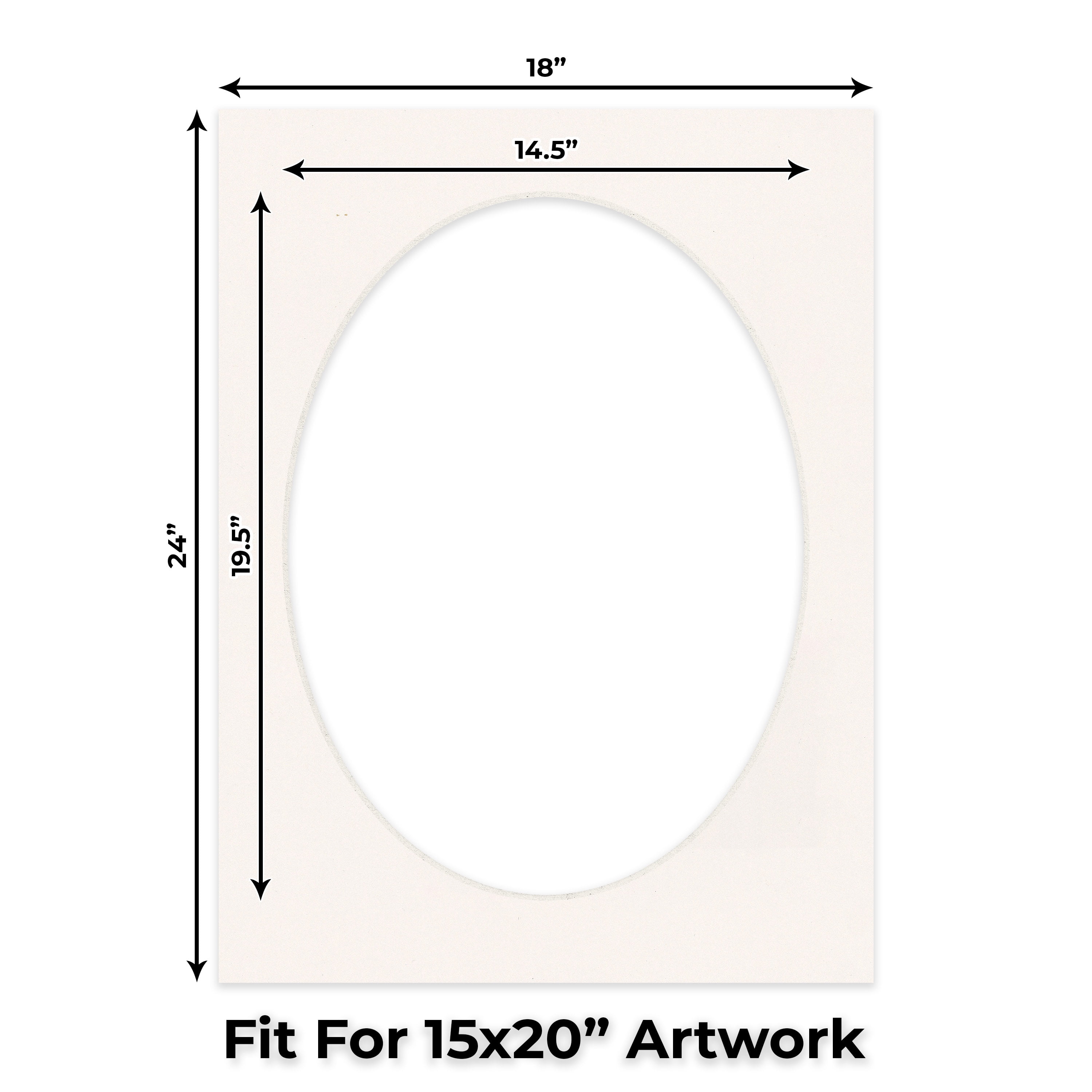 Silver Mist Picture Frame Mat for 18x24 Frames - Oval Opening for 15x20 Photos - 1 Mat