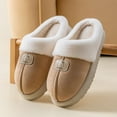 thumbnail image 2 of House Slippers for Women Non-Slip Flat Heel Closed Toe Slip-on Slides Women's Casual Winter Thickened Velvet Warm Shoes Casual Flat Shoes Beige 5.5, 2 of 4