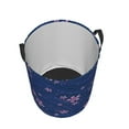 thumbnail image 3 of ZNDUO Laundry Basket, Round Laundry Storage Basket, Waterproof Laundry Hamper with Handles, Small Size - Blue Flower Pattern, 3 of 8